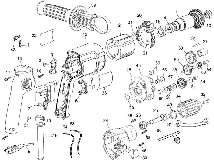 Furadeira Sem Impacto 1/2 Pol DEWALT DW245 B2 Tipo 1