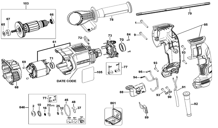 Martelete Perfurador DEWALT D25134KBR
