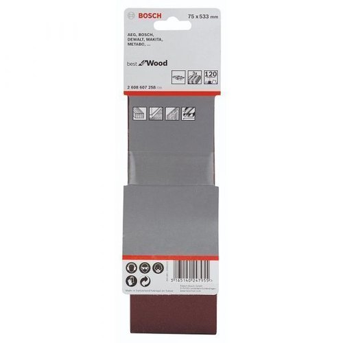 Cinta De Lixa X440 75X533Mm G120 Com 3 Unidades - Bosch  2608607258