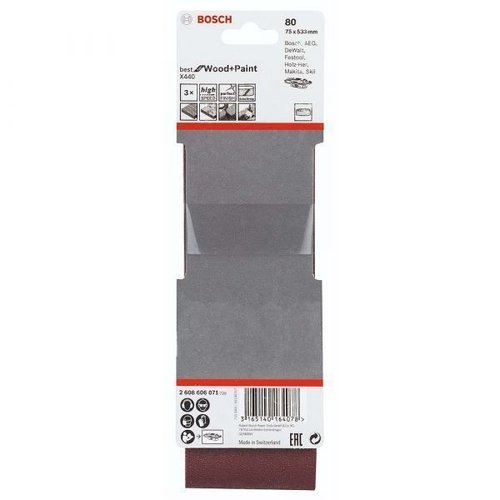 Cinta De Lixa X440 75X533Mm G80 Com 3 Unidades - Bosch  2608606071