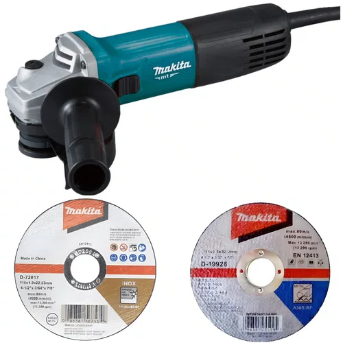 Combo Esmerilhadeira Angular Makita 127V 115mm 850W M9510B + 2 Discos Corte Inox/Metal