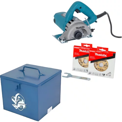 Combo Serra Mármore Makita 220V 1300W Com 2 Discos 4100NH3ZX2 + Maleta Metálica Fercar R12
