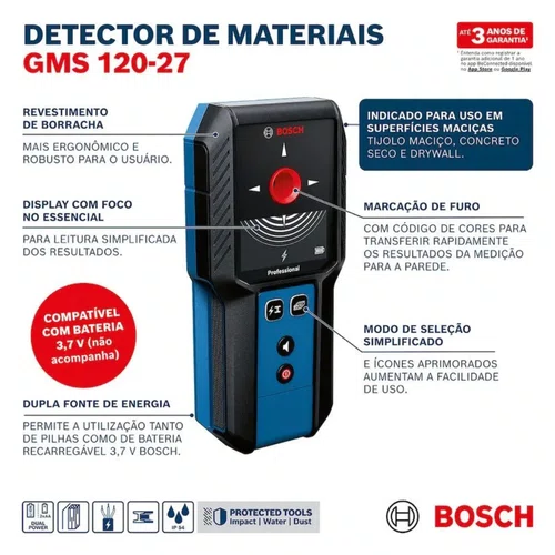 Detector de materiais Bosch GMS 120-27 120 mm