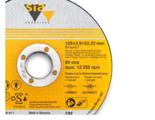 Disco Abrasivo De Corte Sia 4 1/2" 115X1X22,23Mm Para Metal/Inox  F03E00851B