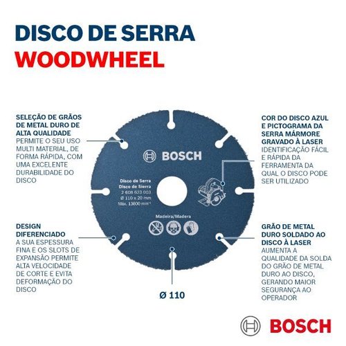Disco De Corte Carbide Multi Wheel Madeira 110Mm X 10Mm Bosch 2608901200