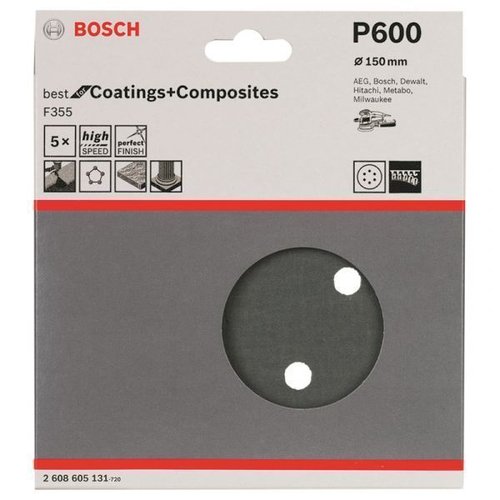 Disco De Lixa F355 150Mm G600 Com 5 Unidades - Bosch  2608605131