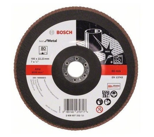 Disco De Lixa Em Fibra Flap 7" (180Mm)  Gr80 - Bosch 2608607332