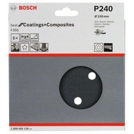Disco Lixa Para Lixadeira Orbital 150Mm G240 Bosch 2608605128