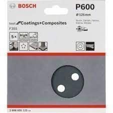 Disco De Lixa Para Lixadeira Excentrica  125Mm G600 Com 5 Unidades - Bosch  2608605122