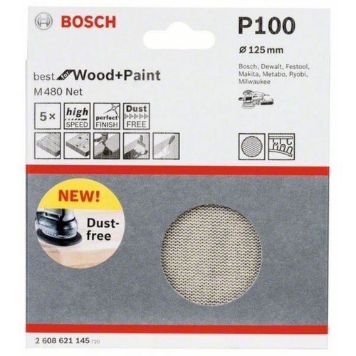 Disco De Lixa M480 125Mm G100 Com 5 Unidades - Bosch  2608621145