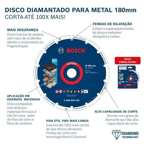 Disco Diamantado Para Metal 180Mm - Bosch  2608900535