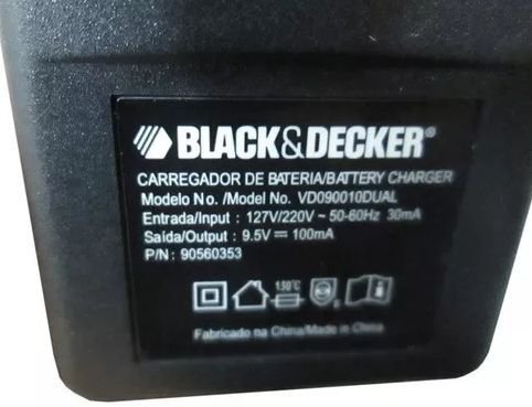 Fonte Carregador Bateria 3,6V  Bivolt Para Parafusadeira Li3100 - Black & Decker 90560353