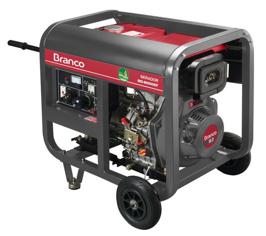 Gerador De Energia À Diesel 6,5Kva Partida Elétrica Mono Branco Motores Bd-8000Ef