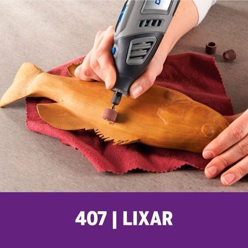 Haste Para Lixar Dremel 407 12,7Mm (1/2) Com Tubo De Lixa Grão 60 Grosso Para Madeira, Fibra De Vidro, Plástico E Eva 2615000407