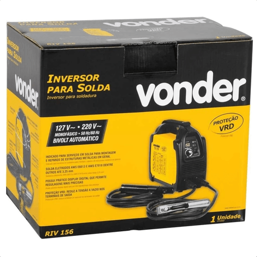 Máquina Inversora de Solda Vonder RIV 156 150A TIG e Eletrodo, 127V/220V Automático