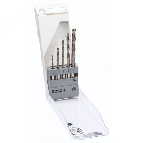 Jogo De Brocas Para Madeira 3 Pontas De Aço Rápido 2-6,0Mm Com 5 Unidades - Bosch  2608595525
