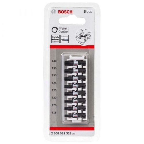 Jogo De Bits Impact Control Torx 25Mm Com 8 Unidades - Bosch  2608522322