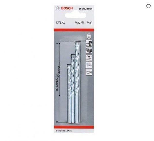 Jogo De Brocas Para Concreto E Pedra Com 3 Peças - Bosch 2608590127