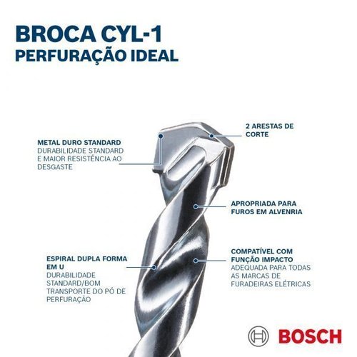 Broca Cyl-1 Jogo Com 8 Unidades- Bosch 2608590091