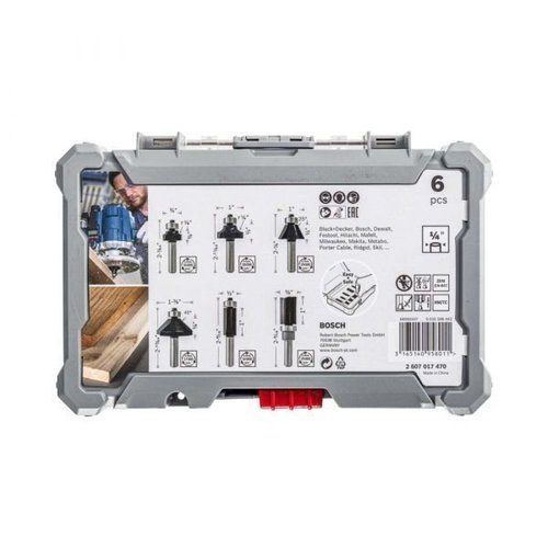 Jogo De Fresas De Aparo E Contorno 1/4" Standard Com 6 Peças - Bosch  2607017470
