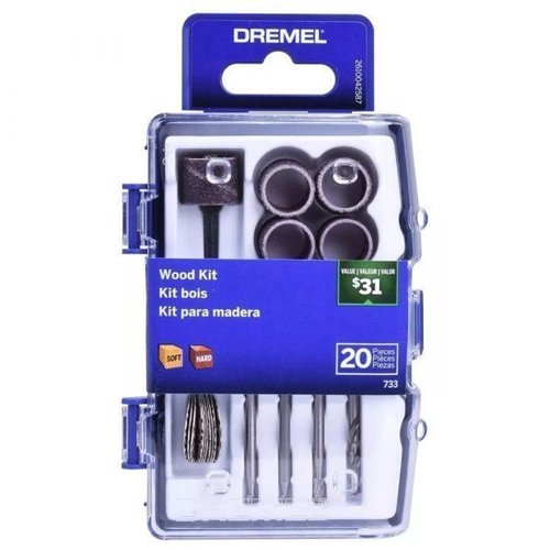 Kit De 20 Acessórios Dremel 733 Para Micro Retífica Para Madeira Esculpir, Lixar E Furar 26150733Ab