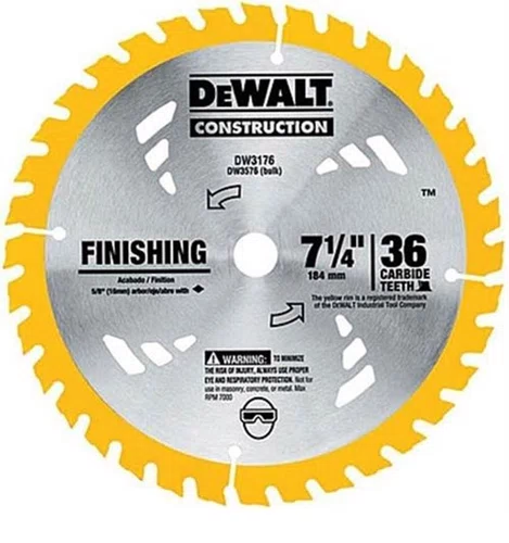 Disco de Serra Circular 7.1/4" X 16mm p/ Madeira/ Laminado 36 Dentes DW3176 Dewalt