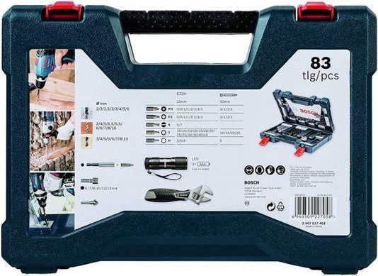 Kit De Pontas E Brocas Em Titânio Bosch V-Line 83 Peças