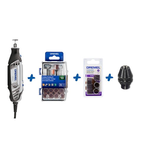 Micro Retífica 3000 220V + Kit c/ 31 Acessórios + Kit Lixa + Mandril Dremel