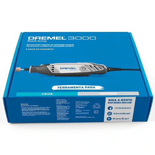 Micro Retifica 3000 220v + Kit de 16 Acessórios Mk734 + 20 Discos Dc420 Dremel