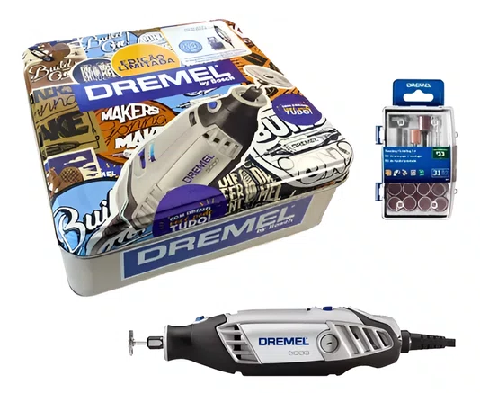 Microretífica 3000 220V + Kit com 31 Acessórios + Lata Collection Dremel
