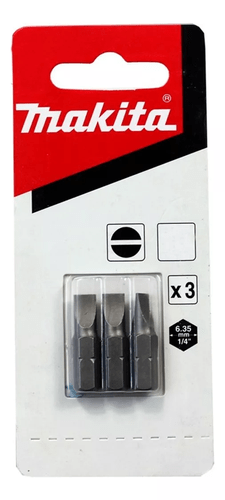 Pacote C/ 3 Pcs Bits Fenda 25Mm Sl0.6X4.5 Makita B23525