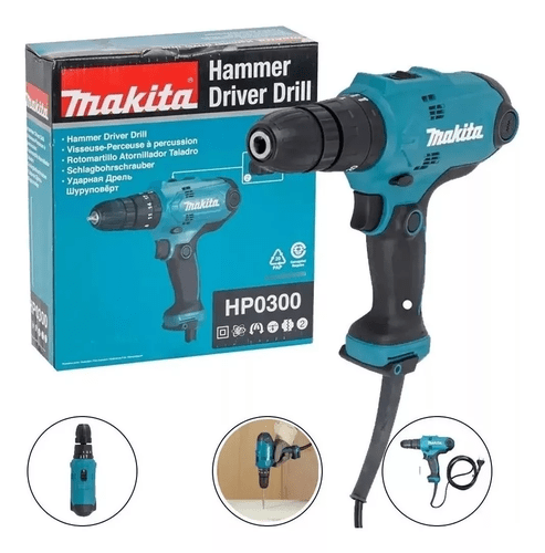 Parafusadeira Furadeira De Impacto Makita Hp0300 Elétrica 3/8 220V Hp03002