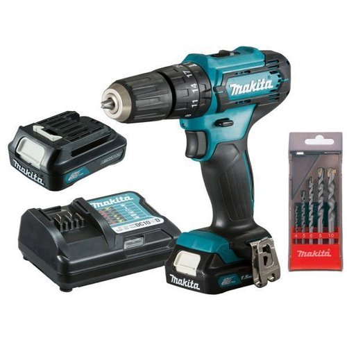 Parafusadeira Furadeira De Impacto Makita Hp333Dwyx3P A Bateria 12V Com 2 Baterias 1,5Ah + Jogo De Brocas Hp333Dwyx3P