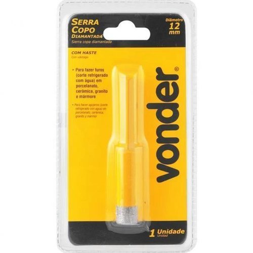 Serra Copo Diamantada Com Haste 12 Mm - Vonder 3617100012