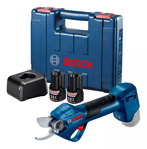 Tesoura De Poda A Bateria Pro Runer 12V 2,0Ah Motor Brushless Com Carregador + 2 Baterias + Maleta Bosch 06019K10E1