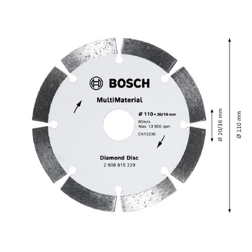 Disco Diamantado Segmentado 110 X 20Mm Multimaterial Bosch 2608615229