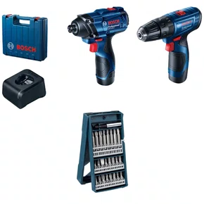 Combo Chave de Impacto GDR 120-LI + Parafusadeira/Furadeira GSB 120-LI Bosch + Jogo de Bits 25 Peças