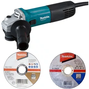 Combo Esmerilhadeira Angular Makita 220V 115mm 850W M9510B + 2 Discos Corte Inox/Metal