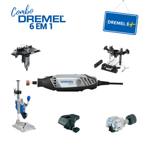 Combo Pague Menos Dremel Micro Retífica 4000 Solo + Guia Para Cortes Tupia 335 + Suporte Multi Estação 220 + Guia Lixar E Desbastar 576 + Mesa Para Tupia 231 + Minisserra 670