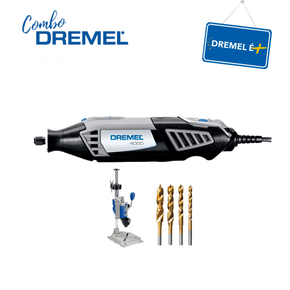Combo Pague Menos Dremel Micro Retífica 4000 Solo + Suporte Vertical Multi Estação 220 + Jogo Brocas Titânio 631