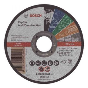 Disco De Corte Bosch Multiconstruction 115Mm X 1,00Mm Para Aço, Concreto, Metal, Metal Não Ferroso, Pedra 2608602384