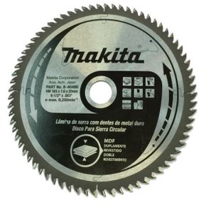 Disco De Serra Circular Para Mdf 165X20X72Mm Para Sp6000 B-40490 Makita