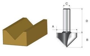 Fresa Ponta "V" 3/8" Haste 1/4" D-01828 Makita