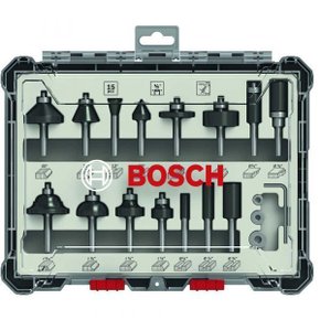 Kit Fresas 15 Peças Mistas Haste 1/4 Bosch 2607017473