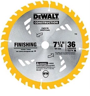 Disco de Serra Circular 7.1/4" X 16mm p/ Madeira/ Laminado 36 Dentes DW3176 Dewalt