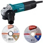 Combo Esmerilhadeira Angular Makita 127V 115mm 850W M9510B + 2 Discos Corte Inox/Metal