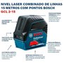 Nível A Laser De 2 Linhas 15 Metros Com Pontos De Prumo Gcl 2-15 Com Maleta - Bosch  60106600