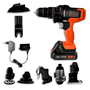 Parafusadeira Furadeira Black & Decker Mtx20K6A Á Bateria 20V Com 6 Cabeçotes + Maleta Mtx20K6Abr